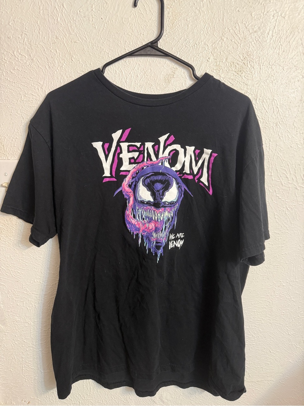 Venom Graphic Tee - Black with Purple & Pink Design